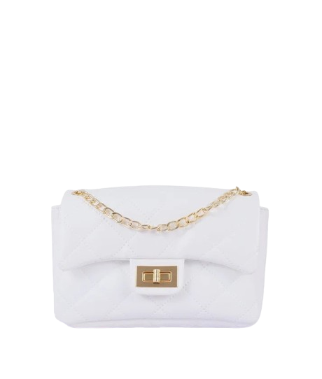 Fantasy White Quilted Mini Bag With Chain - Old Lace